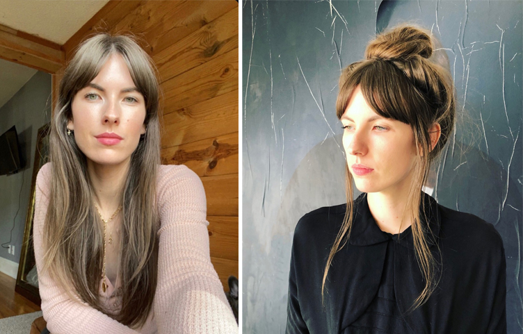 Curtain bangs and French long layers by Jen Hughes